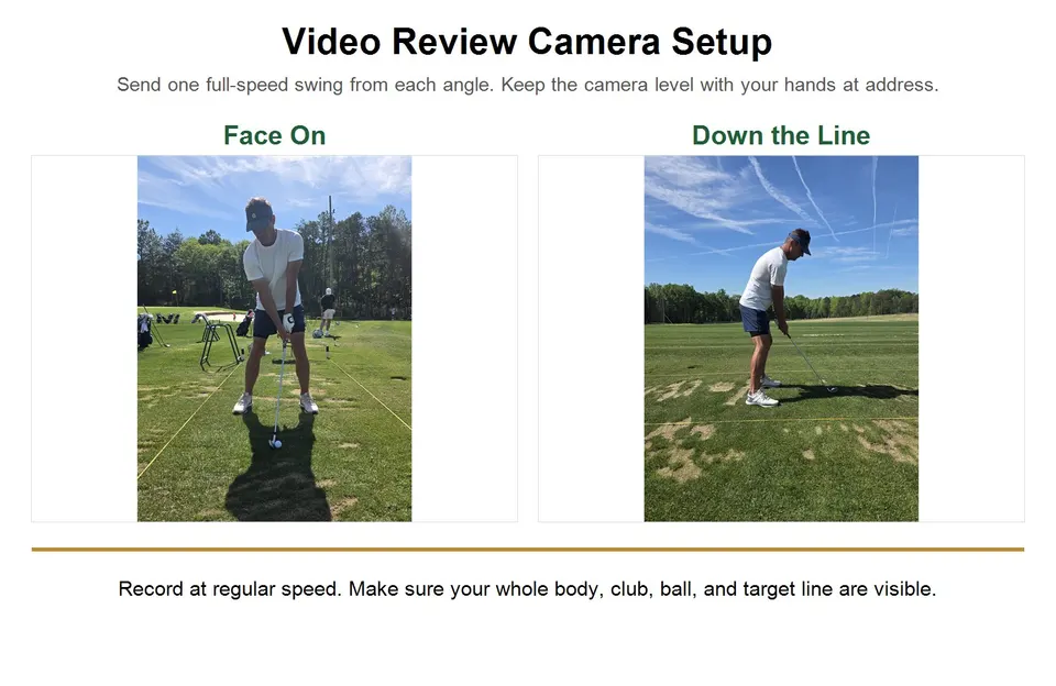 Multi-angle video camera setup for swing review